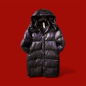 Fabletics Navy Nylon Long Sleeve Puffer Jacket Coat